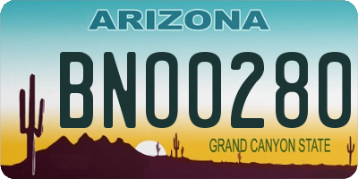 AZ license plate BNO0280