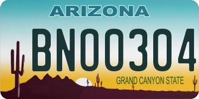 AZ license plate BNO0304