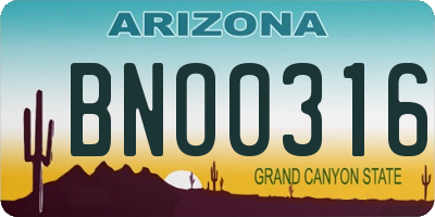 AZ license plate BNO0316