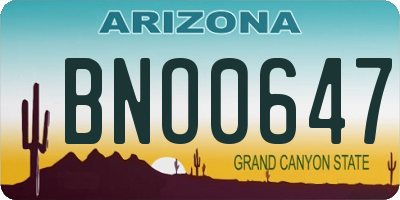 AZ license plate BNO0647