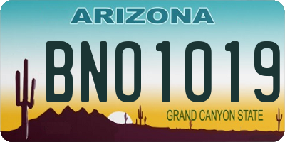 AZ license plate BNO1019