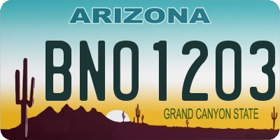 AZ license plate BNO1203