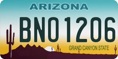 AZ license plate BNO1206