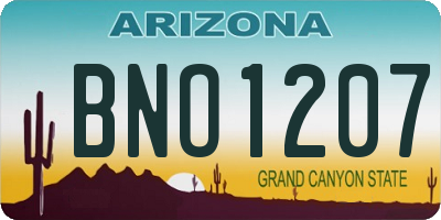 AZ license plate BNO1207
