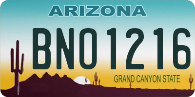 AZ license plate BNO1216