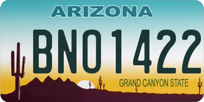 AZ license plate BNO1422