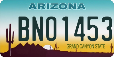 AZ license plate BNO1453