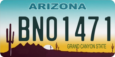 AZ license plate BNO1471