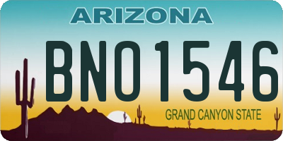AZ license plate BNO1546