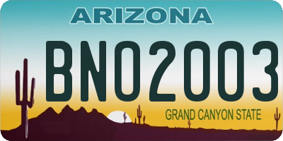 AZ license plate BNO2003