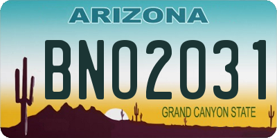 AZ license plate BNO2031