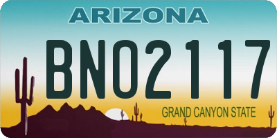 AZ license plate BNO2117