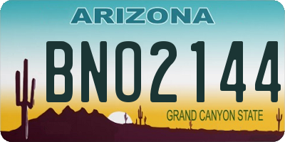 AZ license plate BNO2144
