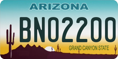 AZ license plate BNO2200