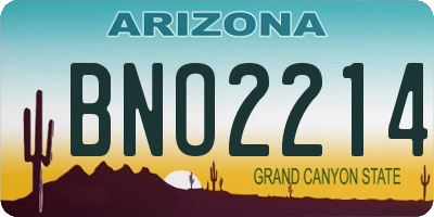 AZ license plate BNO2214