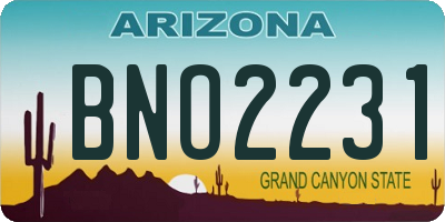 AZ license plate BNO2231