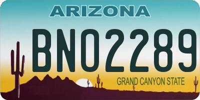 AZ license plate BNO2289