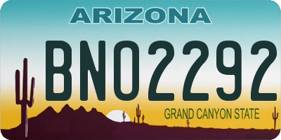 AZ license plate BNO2292