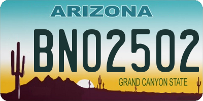 AZ license plate BNO2502