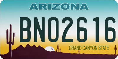 AZ license plate BNO2616