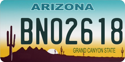 AZ license plate BNO2618