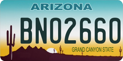 AZ license plate BNO2660
