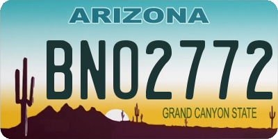 AZ license plate BNO2772
