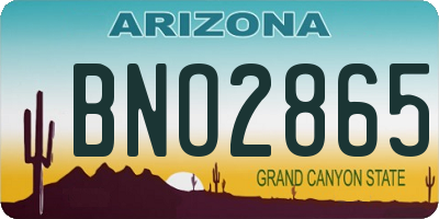 AZ license plate BNO2865
