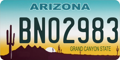 AZ license plate BNO2983