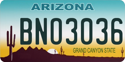 AZ license plate BNO3036
