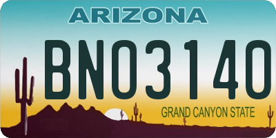 AZ license plate BNO3140