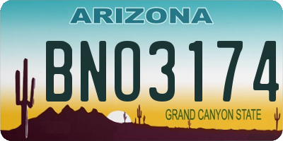 AZ license plate BNO3174