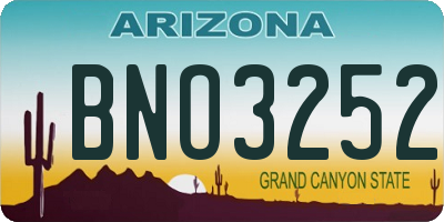 AZ license plate BNO3252