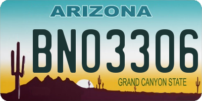 AZ license plate BNO3306