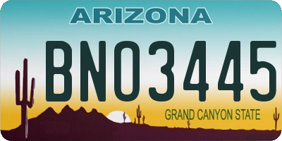 AZ license plate BNO3445