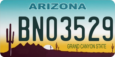 AZ license plate BNO3529