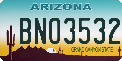 AZ license plate BNO3532