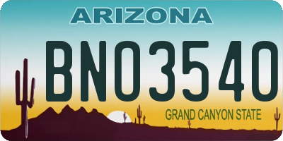 AZ license plate BNO3540