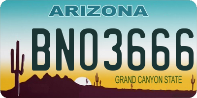 AZ license plate BNO3666