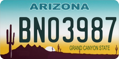 AZ license plate BNO3987