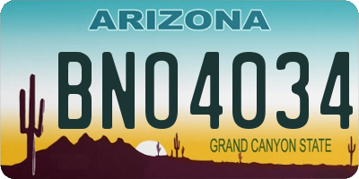 AZ license plate BNO4034