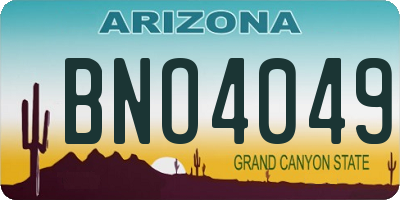 AZ license plate BNO4049