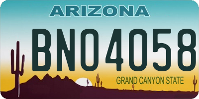 AZ license plate BNO4058