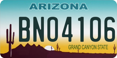 AZ license plate BNO4106
