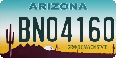AZ license plate BNO4160