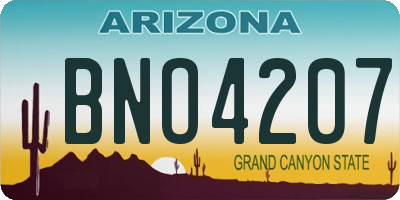 AZ license plate BNO4207
