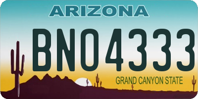 AZ license plate BNO4333
