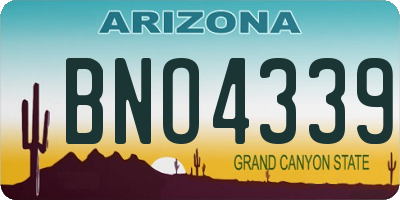 AZ license plate BNO4339