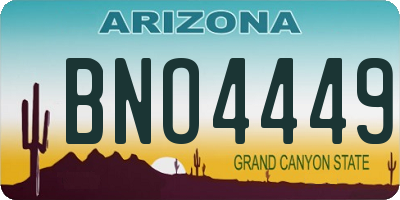 AZ license plate BNO4449