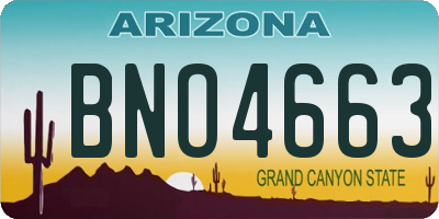 AZ license plate BNO4663